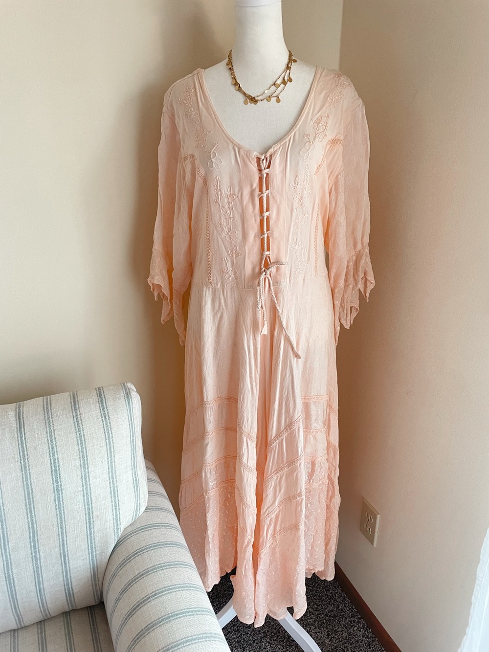 Sapogee Corset Handkerchief Bell Sleeve Dress Fairycore Whimsical Renaissance 1X